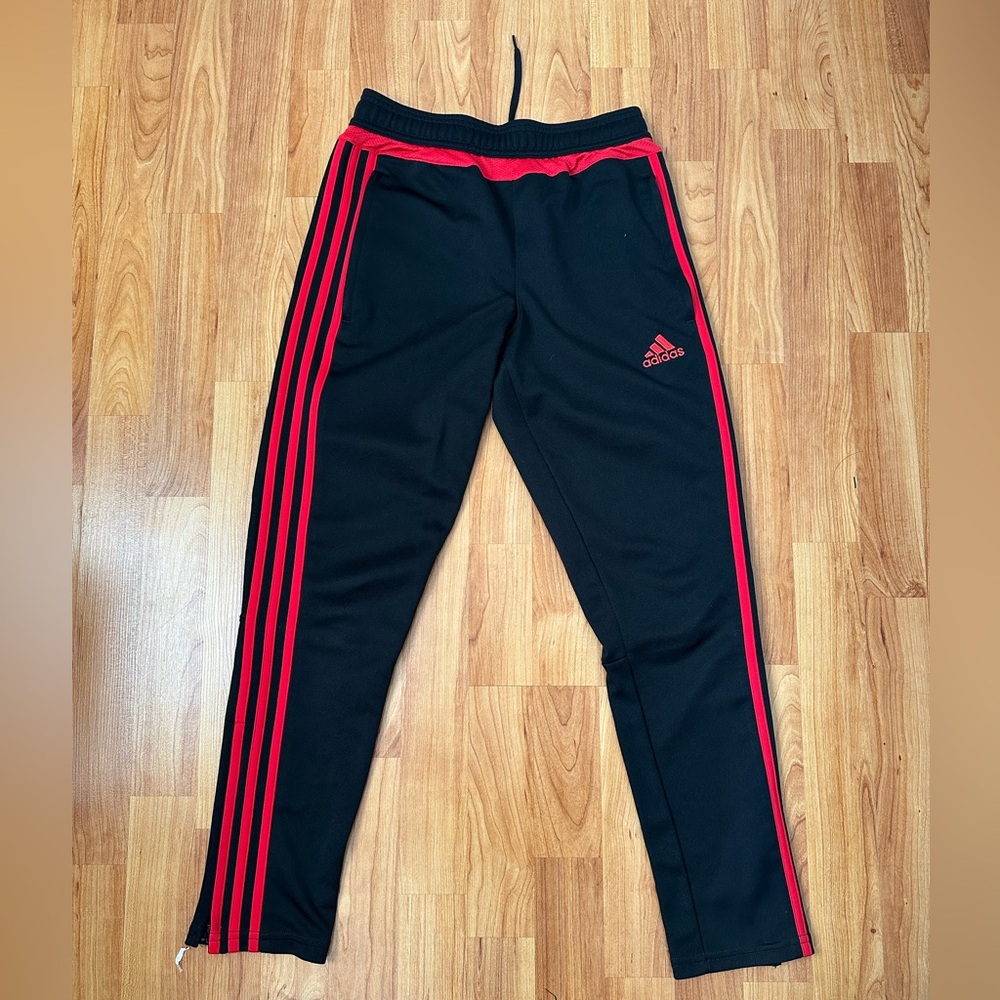 Adidas 3 Stripe Track Pants Red Striped